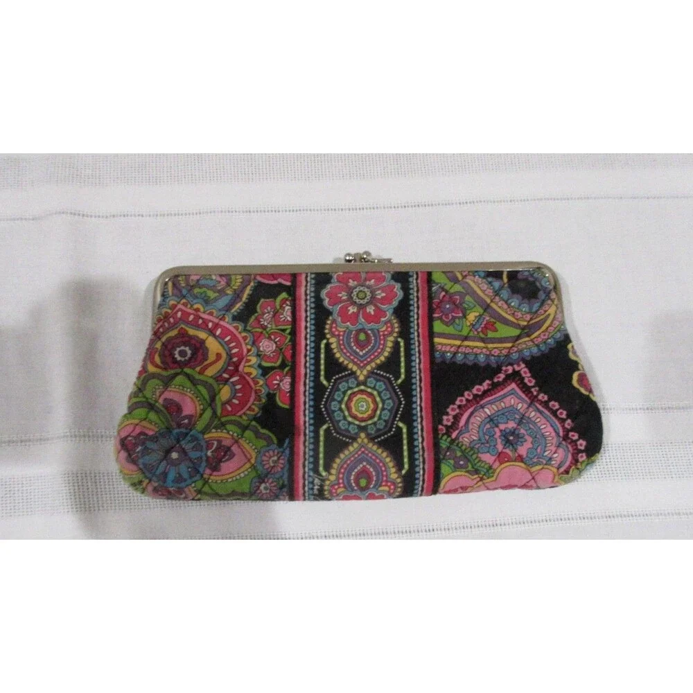 Vera Bradley Symphony in Hue Double Kiss lock Wallet Multi Pocket Quilted Clutch - Picture 2 of 5